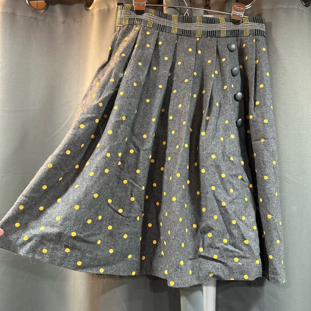 Plenty by Tracy Reese Gray Skirt with Yellow Dots